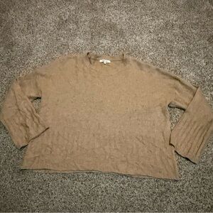 Madewell Tan Crew Neck oversized Sweater with Ribbed Detailing WOOL BLEND